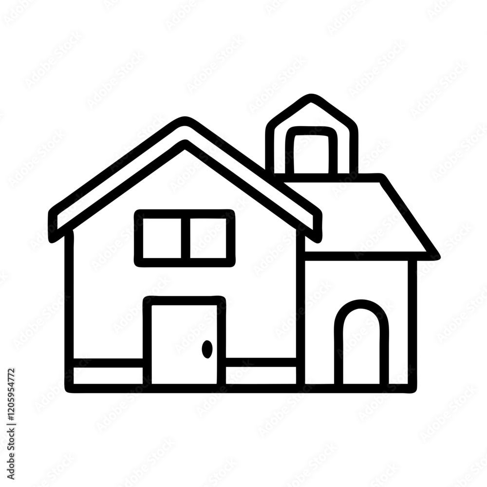 farmhouse icon, farmhouse line art - simple line art of farmhouse, perfect for farmhouse logos and icons