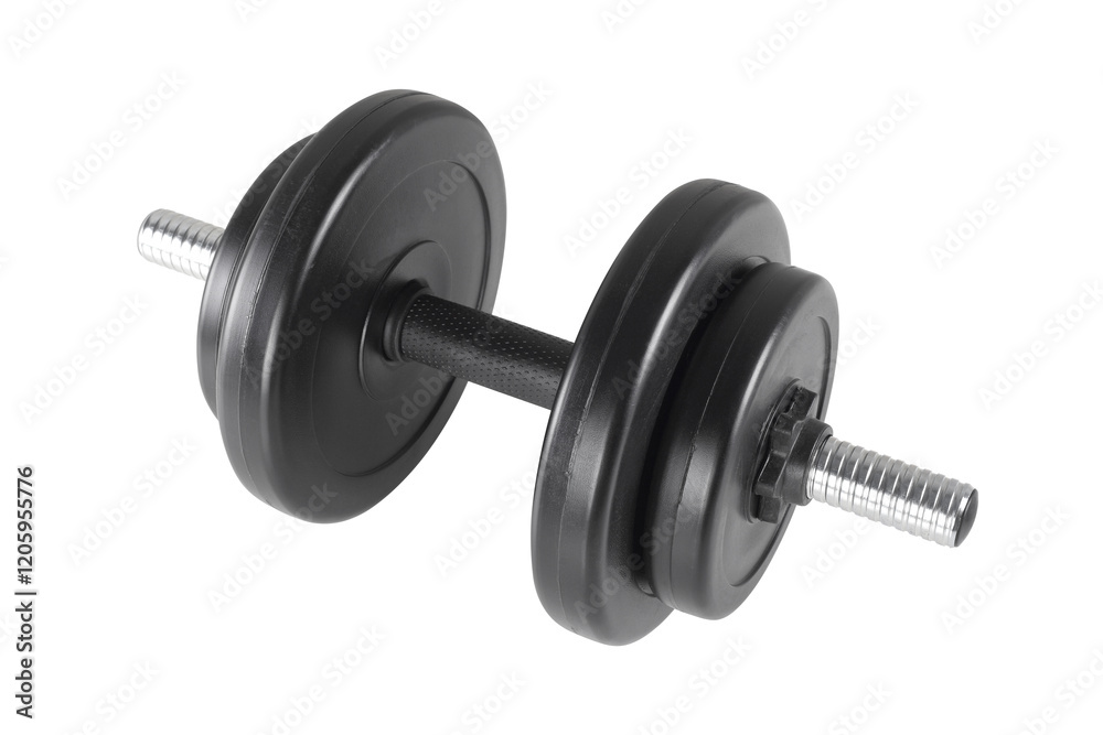 Sport and fitness - Top view Dumbbell with four weights. Isolated Sport and fitness - Top view Dumbbell with four weights. Isolated