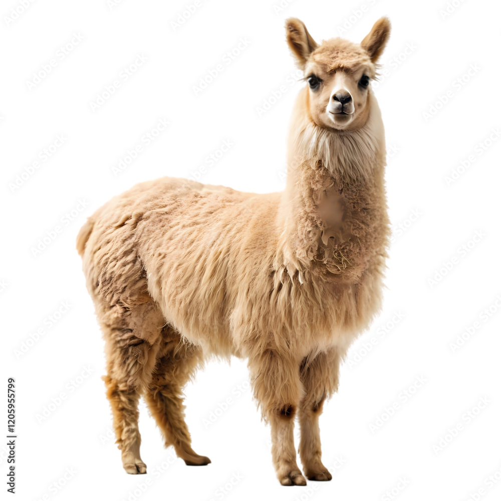 Obraz premium Adorable Alpaca Posing Against a Pure White Background, Perfect for Your Design Projects! cute peru 