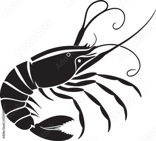 the shrimp silhouette, shrimp vector image