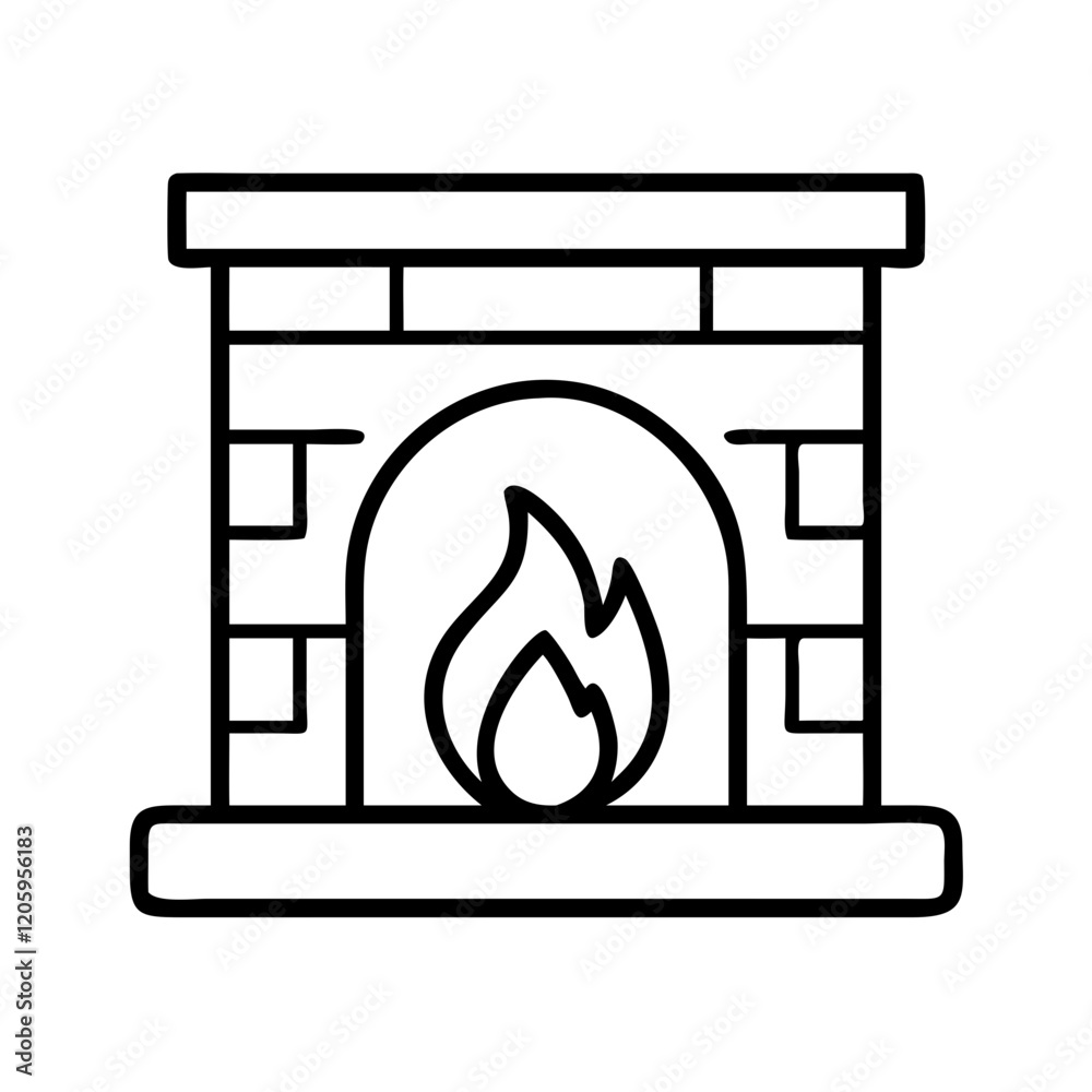 fireplace icon, fireplace line art - simple line art of fireplace, perfect for fireplace logos and icons fireplace icon, fireplace line art - simple line art of fireplace, perfect for fireplace logos and icons