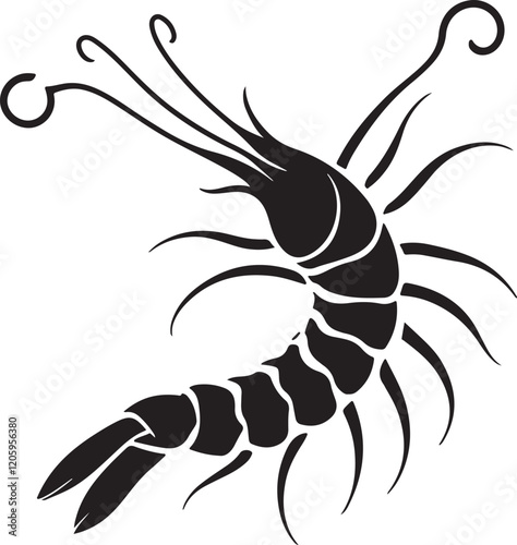the shrimp silhouette, shrimp vector image