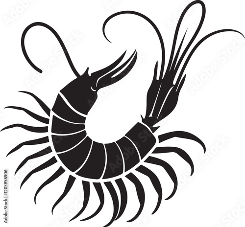 the shrimp silhouette, shrimp vector image
