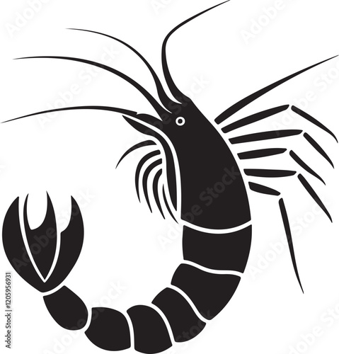 the shrimp silhouette, shrimp vector image