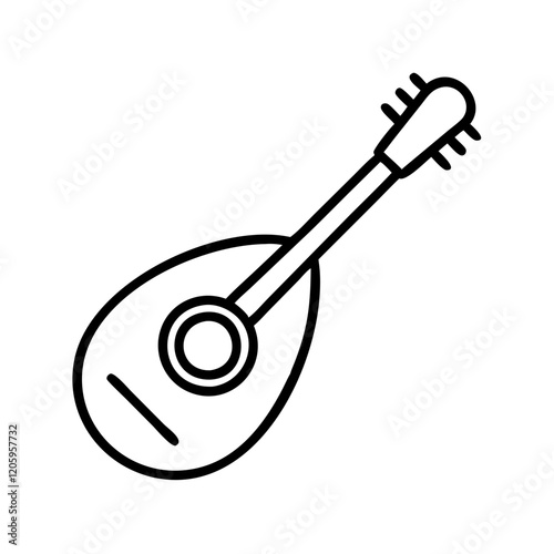 folk mandolin icon, folk mandolin line art - simple line art of folk mandolin, perfect for folk mandolin logos and icons