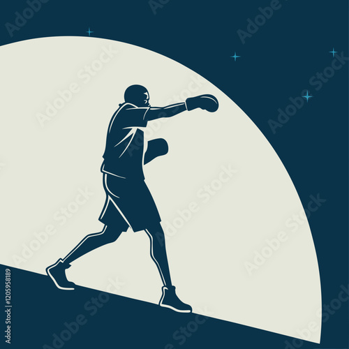 Silhouette of a boxer throwing a punch