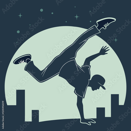 Silhouette of a street dancer doing a freeze