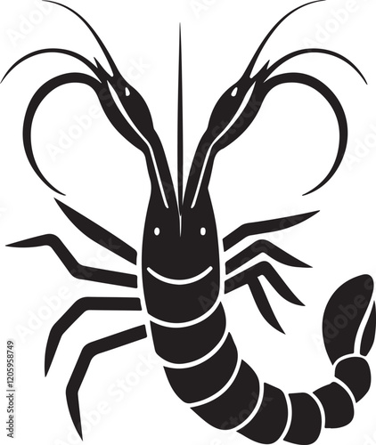 the shrimp silhouette, shrimp vector image