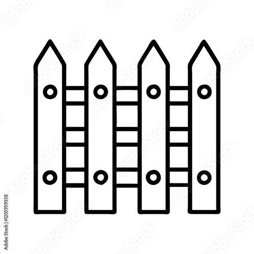 garden fence icon, garden fence line art - simple line art of garden fence, perfect for garden fence logos and icons