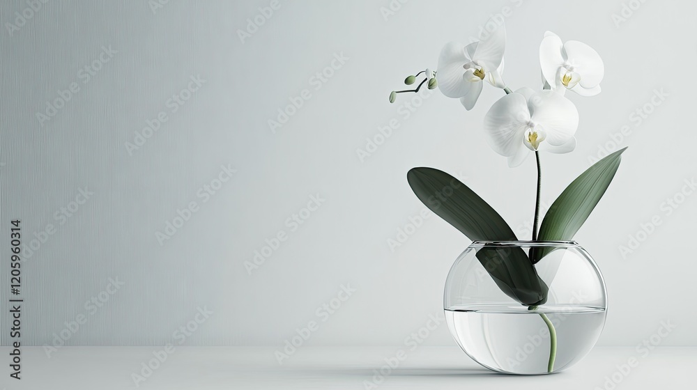 White Orchid Blooms in a Clear Glass Vase White Orchid Blooms in a Clear Glass Vase