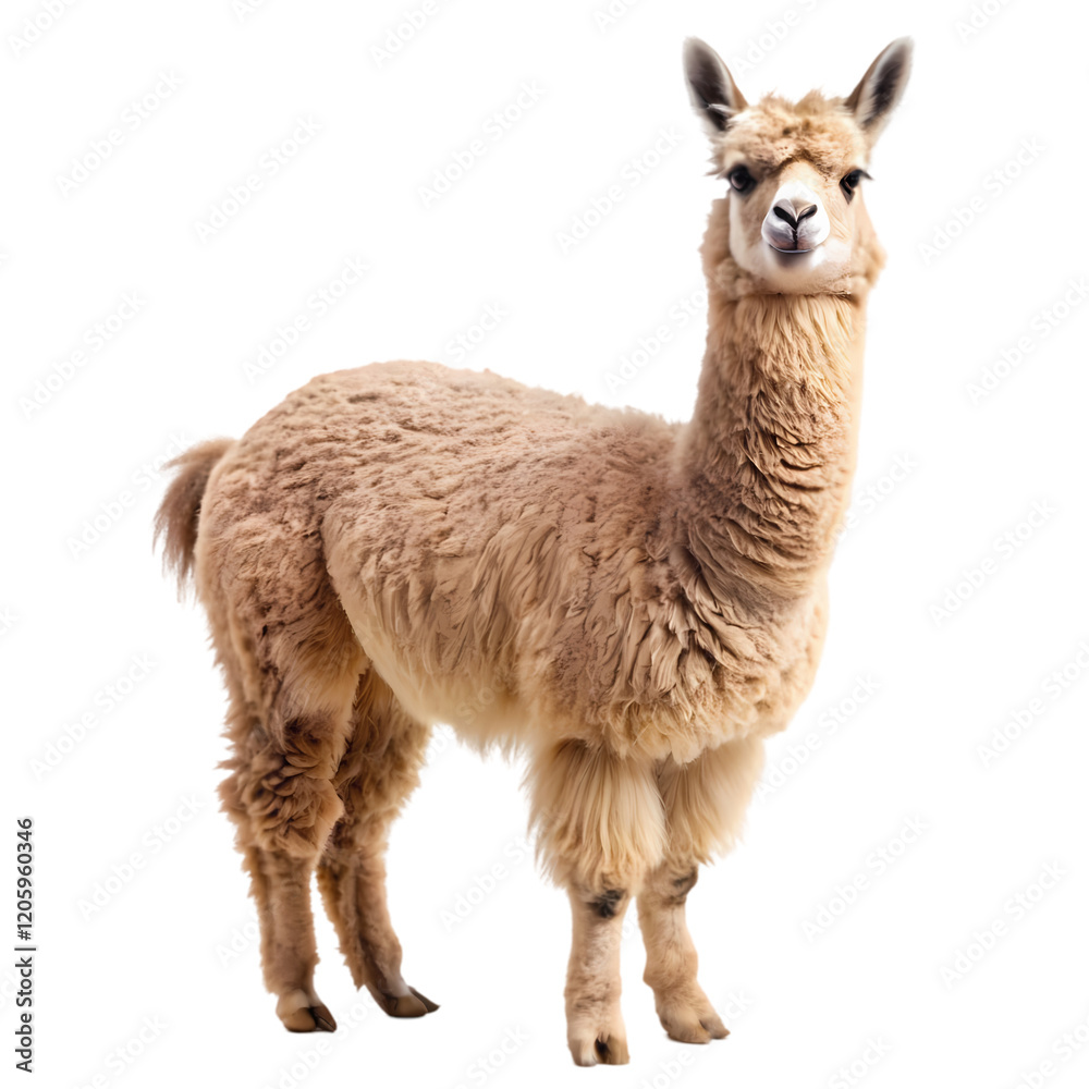 Obraz premium Adorable Alpaca on Pure White Background: Perfect for Design Projects, Websites, and Branding.