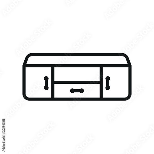 Television stand icon represents entertainment and home organization, perfect for interior design, furniture illustrations, and living room concepts.