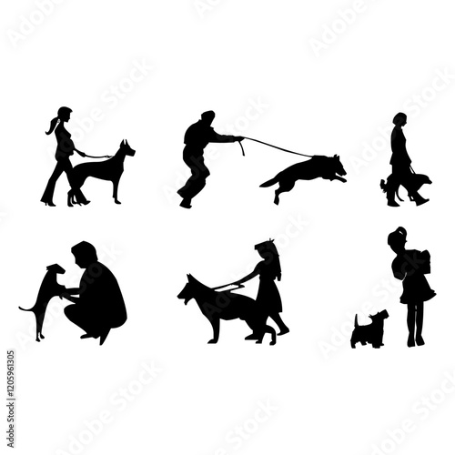 Walking Dog Silhouette on white background.