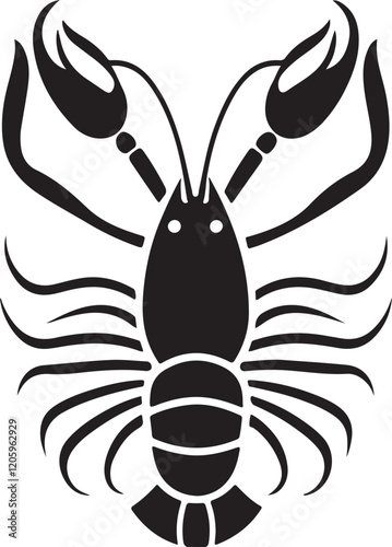 the shrimp silhouette, shrimp vector image