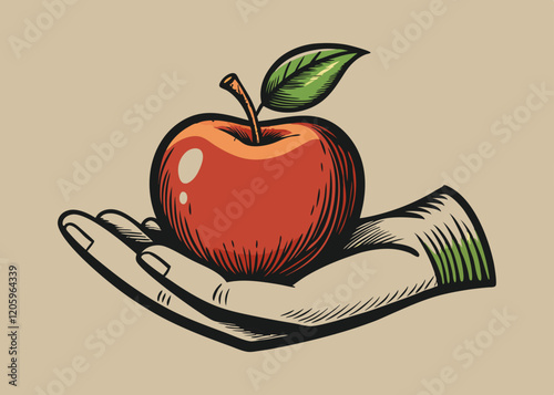 Hand drawn Fresh apple sketch style eco food vector illustration. Isolated drawing on white background.