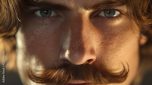 Majestic chestnut brown hair mustache curled at the ends

 photo