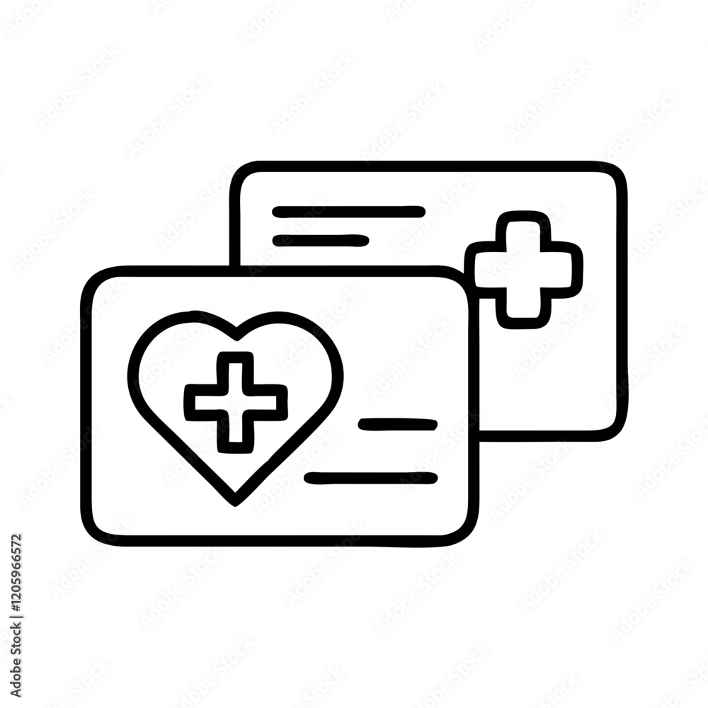 health insurance card icon, health insurance card line art - simple line art of health insurance card, perfect for health insurance card logos and icons health insurance card icon, health insurance card line art - simple line art of health insurance card, perfect for health insurance card logos and icons