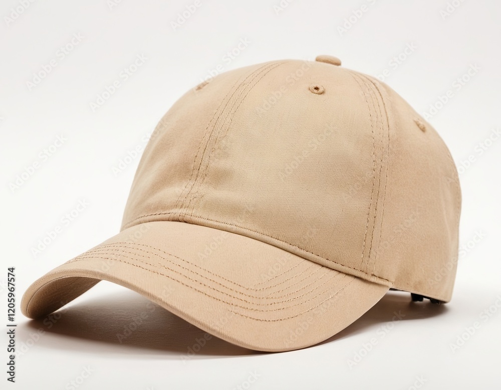 Fototapeta premium A stylish beige baseball cap, perfect for casual outings and outdoor activities.