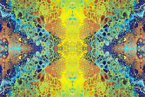 Kaleidoscopic Abstract Art with Vibrant Multicolor Patterns and Intricate Swirl Designs
