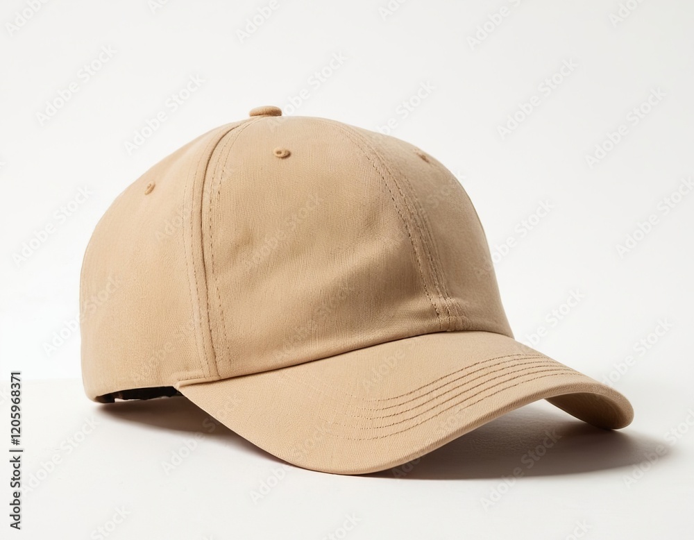 Fototapeta premium A stylish beige baseball cap, perfect for casual outings or sports.