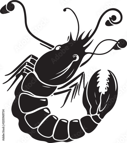 the shrimp silhouette, shrimp vector image