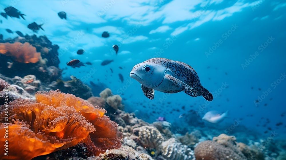 Fototapeta premium Underwater Scene Vibrant Coral Reef Tropical Fish Ocean Life Aquatic Nature Stunning Blue Sea Colorful Marine Wildlife Underwater Photography Beautiful Coral