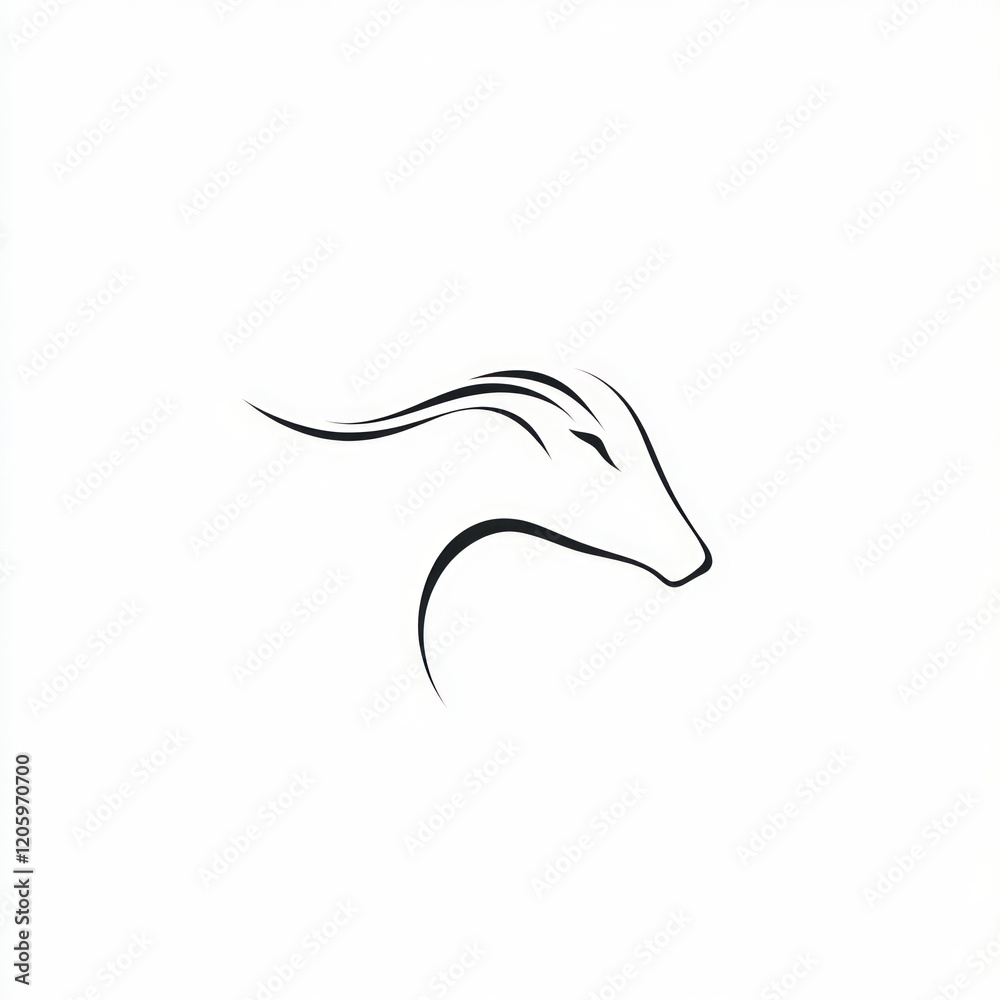 Fototapeta premium Elegant deer head profile, minimalist design, white background, logo concept