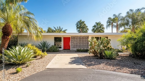 1. **Palm Trees and Modern Mid-Century Architecture in Palm Springs, California**