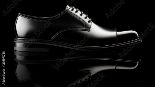 Sleek Black Dress Shoe Against Dark Background photo