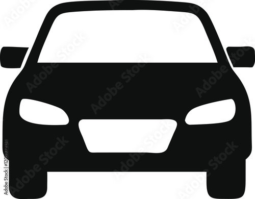 Car icon front vector, vehicle flat icon, automobile frontal view symbol.