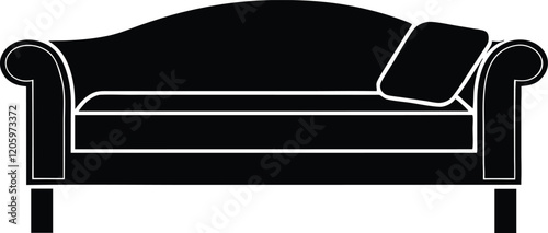 Divan icon silhouette vector illustration color editable. Daybed  icon. 