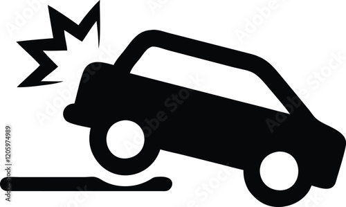 Car accident icon. Car destroy icon. Flat vector illustration.