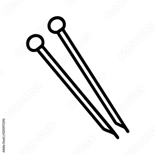 knitting needles icon, knitting needles line art - simple line art of knitting needles, perfect for knitting needles logos and icons