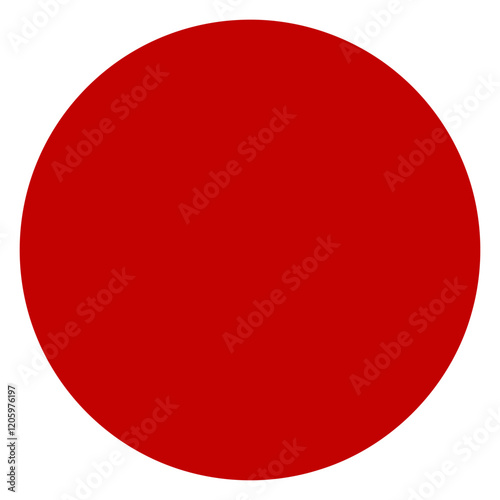 Isolated solid vibrant red circle creates bold striking visual contrast. Perfect geometric shape.
