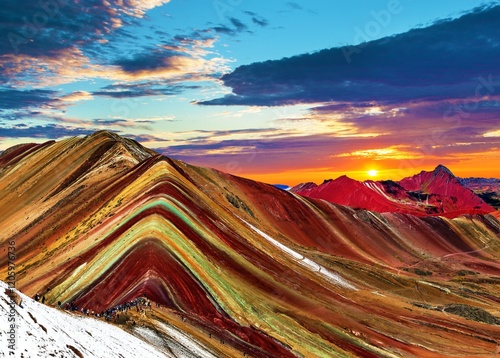 Rainbow mountains or Vinicunca Montana de Siete Colores photo