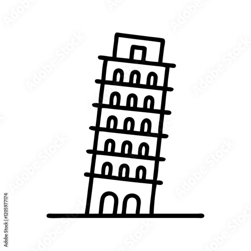 leaning tower of pisa icon, leaning tower of pisa line art - simple line art of leaning tower of pisa, perfect for leaning tower of pisa logos and icons