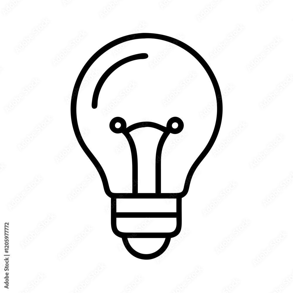 light bulb icon, light bulb line art - simple line art of light bulb, perfect for light bulb logos and icons light bulb icon, light bulb line art - simple line art of light bulb, perfect for light bulb logos and icons