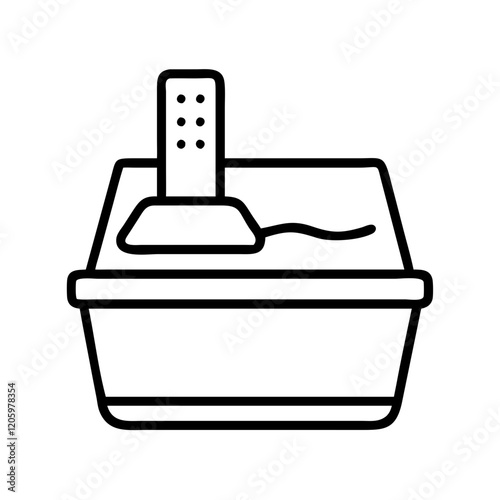 litter box icon, litter box line art - simple line art of litter box, perfect for litter box logos and icons