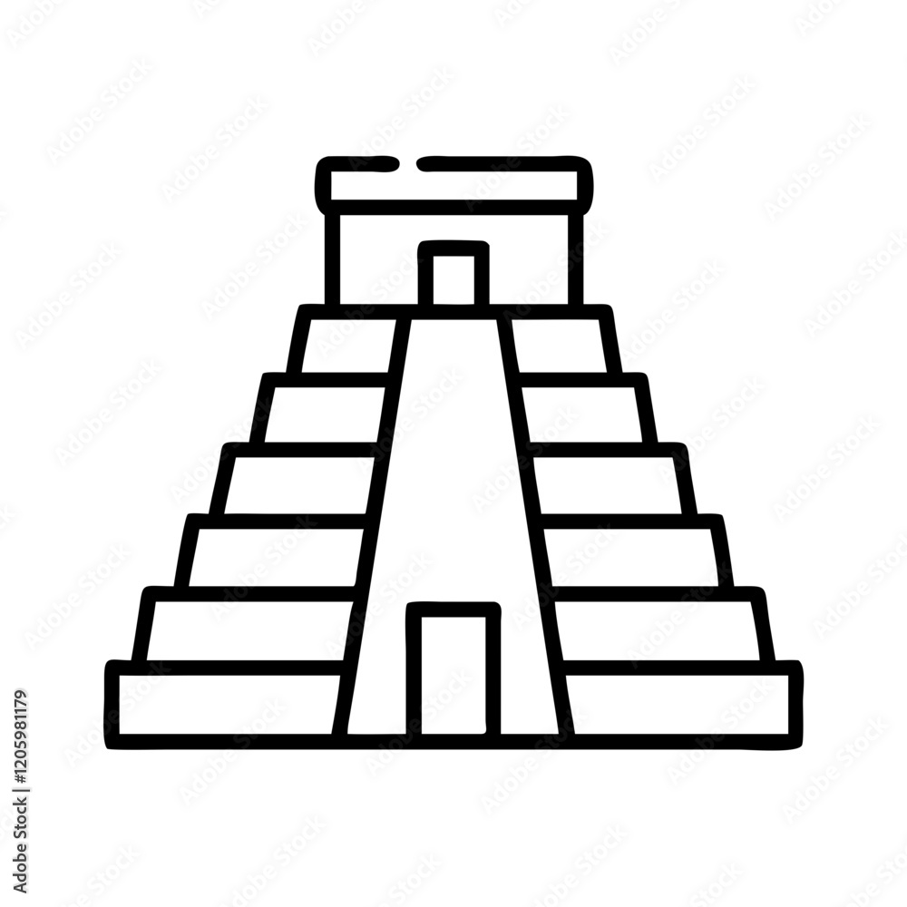mayan temple icon, mayan temple line art - simple line art of mayan temple, perfect for mayan temple logos and icons mayan temple icon, mayan temple line art - simple line art of mayan temple, perfect for mayan temple logos and icons