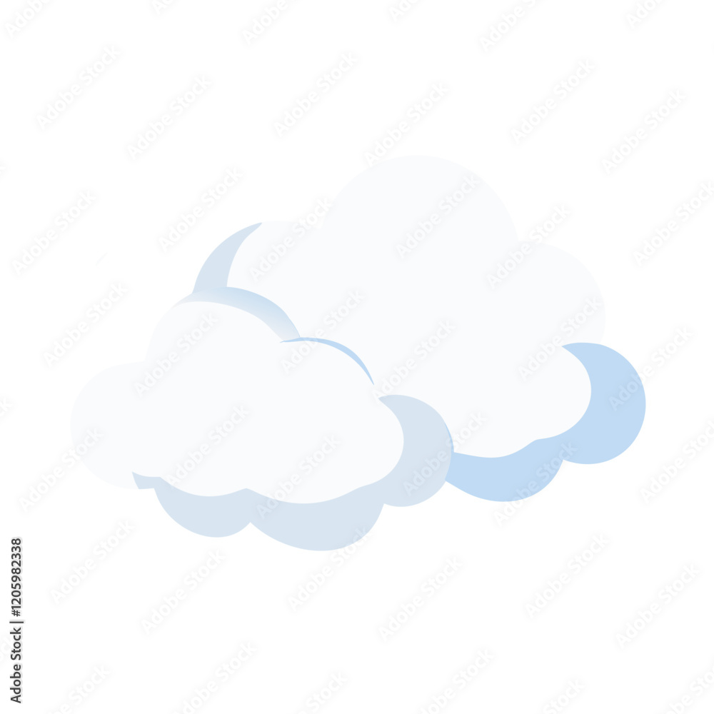 Overlapping clouds icon with soft blue gradient Overlapping clouds icon with soft blue gradient