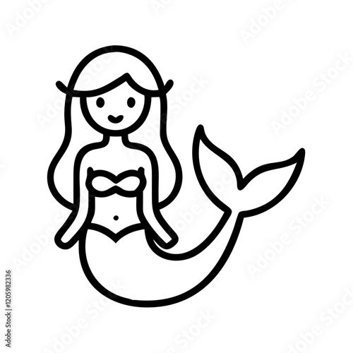 mermaid icon, mermaid line art - simple line art of mermaid, perfect for mermaid logos and icons photo