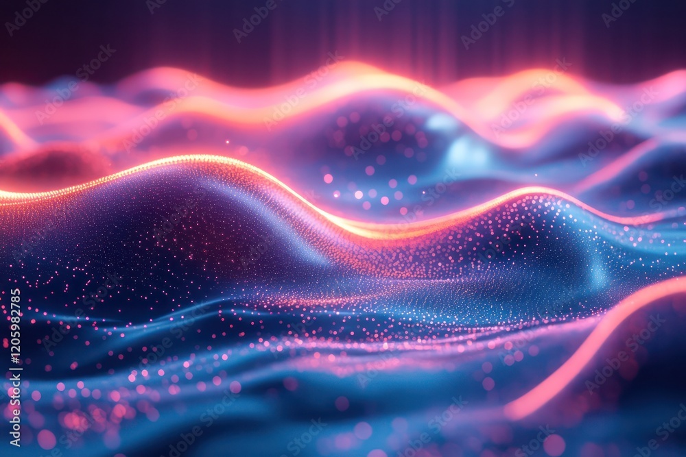 A product floating in a sea of abstract light waves, surrounded by glowing digital particles and radiant lines, creating a futuristic and immersive visual effect. A product floating in a sea of abstract light waves, surrounded by glowing digital particles and radiant lines, creating a futuristic and immersive visual effect.
