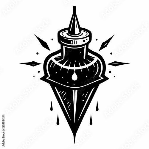 Abstract Black and White Spinning Top Tattoo Art