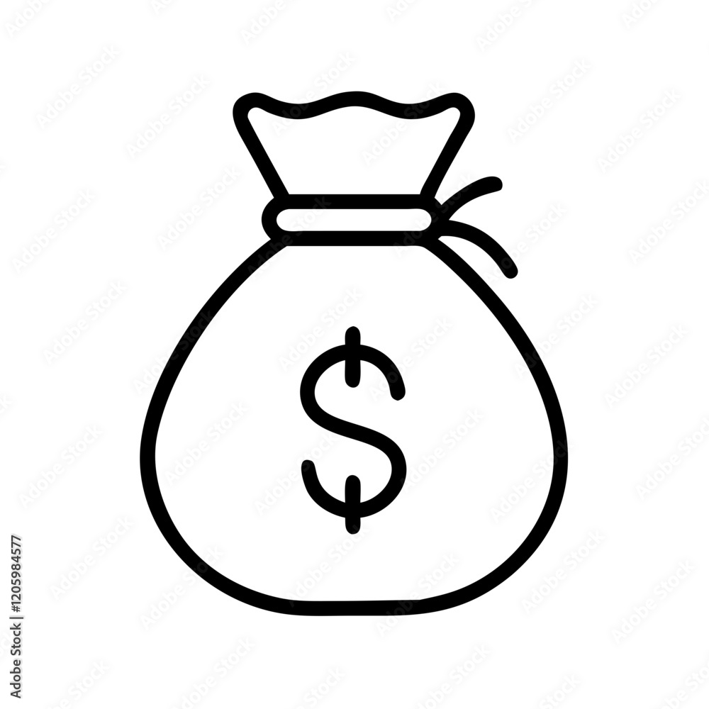 money bag icon, money bag line art - simple line art of money bag, perfect for money bag logos and icons money bag icon, money bag line art - simple line art of money bag, perfect for money bag logos and icons