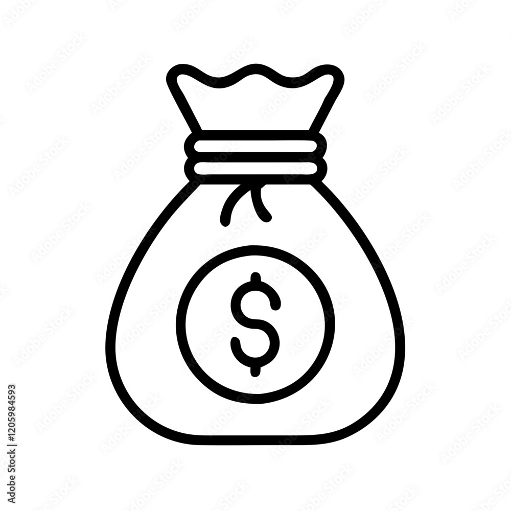 money bag icon, money bag line art - simple line art of money bag, perfect for money bag logos and icons money bag icon, money bag line art - simple line art of money bag, perfect for money bag logos and icons