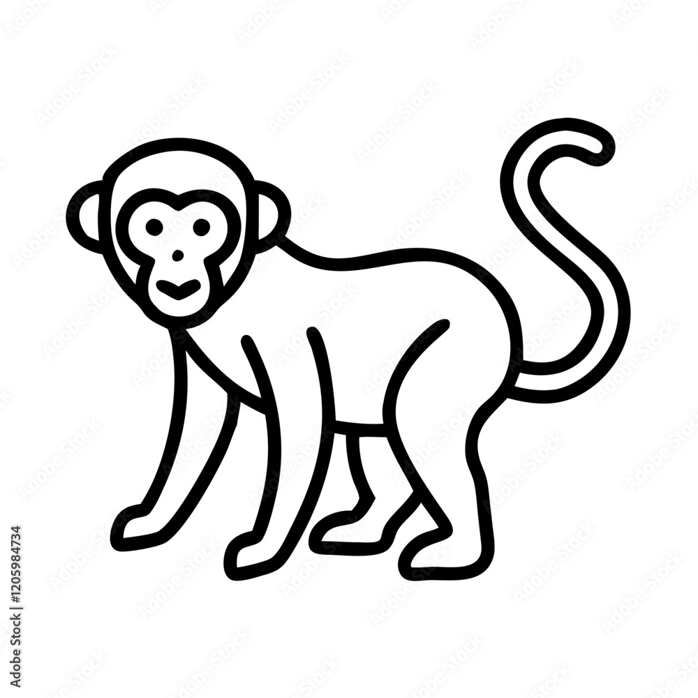 Fototapeta premium monkey icon, monkey line art - simple line art of monkey, perfect for monkey logos and icons