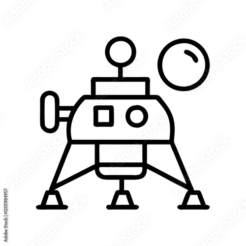 moon lander icon, moon lander line art - simple line art of moon lander, perfect for moon lander logos and icons