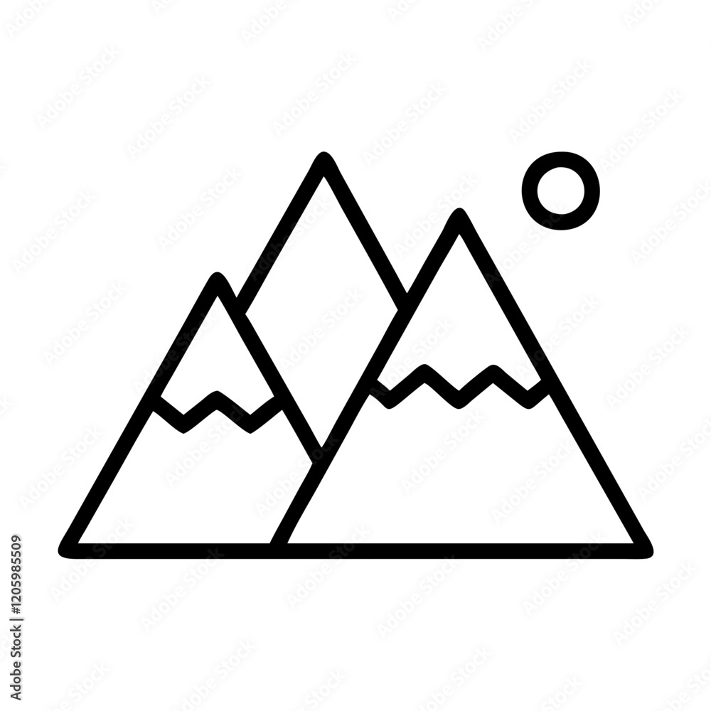 mountains icon, mountains line art - simple line art of mountains, perfect for mountains logos and icons mountains icon, mountains line art - simple line art of mountains, perfect for mountains logos and icons