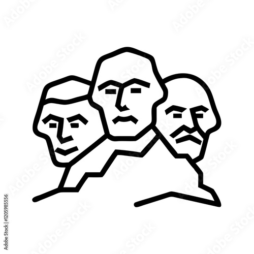 mount rushmore icon, mount rushmore line art - simple line art of mount rushmore, perfect for mount rushmore logos and icons photo