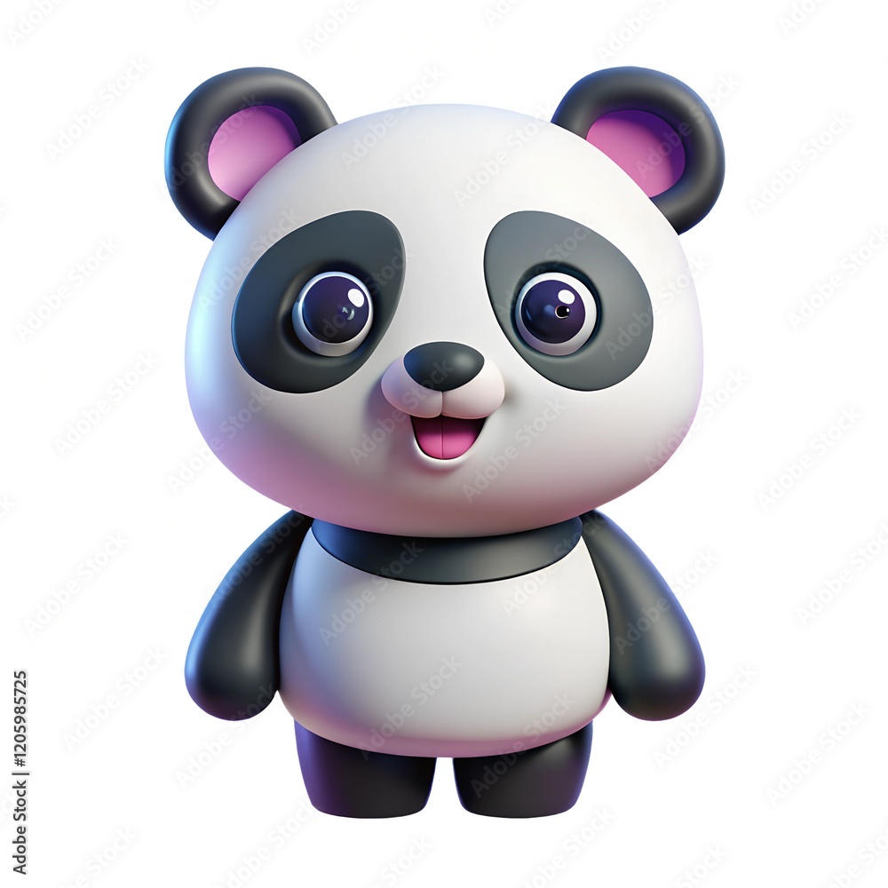 Naklejka premium Isolated 3D Panda Clipart – Detailed and Majestic Wildlife Vector Design 